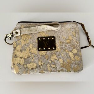 Upcycled Animal Skin Cream Women's Clutch